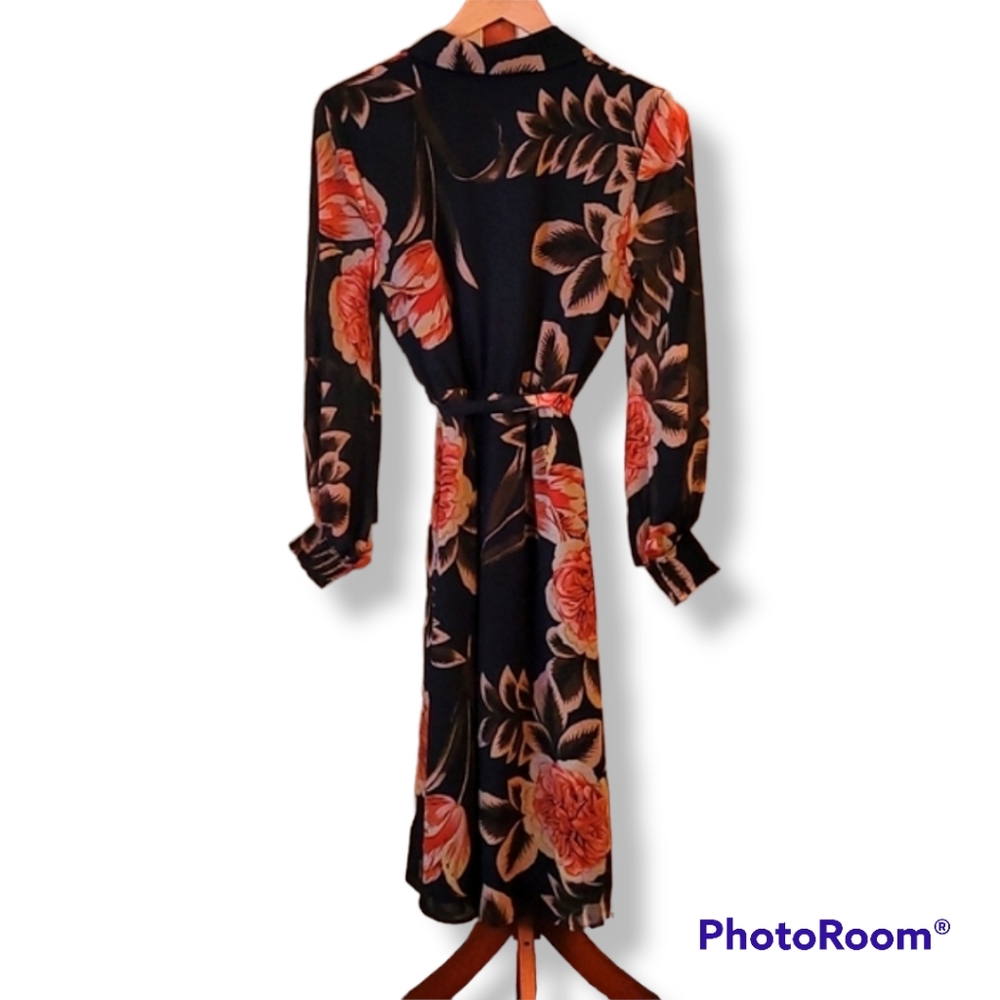 Atelier Blue Button Down Dark Floral Dress - Picture 7 of 11